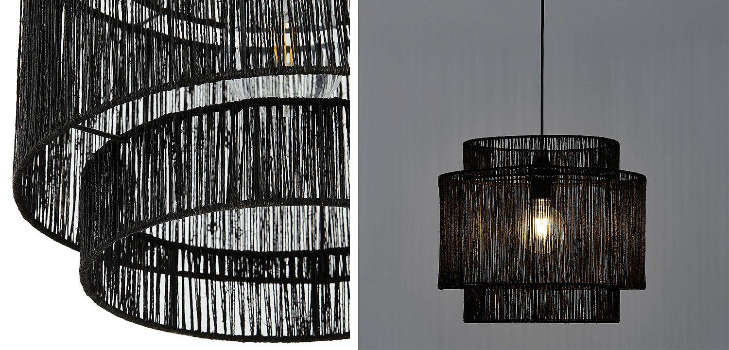 Подвесной светильник Signe Wicker Hemp Black Dual Подвесной светильник Signe Wicker Hemp Black Dual - Loft-Concept в Костроме