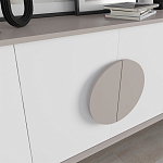 Комод бежево-белый с 4-мя дверцами c декором в виде бежевого круглого элемента на фасаде GORA CONSOLE 180CM LIGHT MOCHA варинант исполнения - 4 | Loft Concept в Костроме