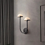 Бра с 2-мя мраморными плафонами на черном корпусе Light Warm Light варинант исполнения - 2 | Loft Concept в Костроме