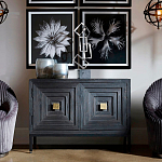 Тумба черная из дерева двухдверная Geometric Double Door Nightstand варинант исполнения - 5 | Loft Concept в Костроме