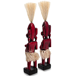Комплект из 2-х деревянных статуэток Asmat Straw Headdress Statuettes Red варинант исполнения - 2 | Loft Concept в Костроме