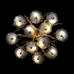 Потолочная люстра круглая ветвистыми бронзовыми элементами и стеклянными рифлеными дисками Textured Glass Chandelier варинант исполнения - 2 | Loft Concept в Костроме