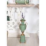 Ваза зеленого цвета из фарфора на высокой подставке с бронзовыми ручками Eden Garden porcelain and bronze варинант исполнения - 4 | Loft Concept в Костроме