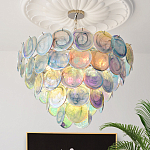 Люстра с каскадом из круглых разноцветных стеклянных дисков Mother of Pearl Iridescence варинант исполнения - 1 | Loft Concept в Костроме