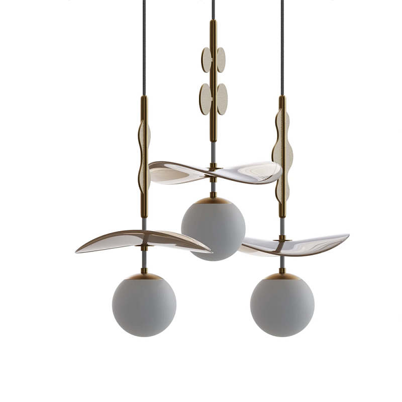 Подвес Bloomy Бежевый Белый Латунь в Костроме | Loft Concept 