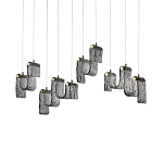 Подвесной светильник линейный с плафонами волнистой формы из фактурного стекла Big Wave варинант исполнения - 2 | Loft Concept в Костроме