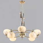 Люстра подвесная с 8-ю шарообразными плафонами из белого стекла с подвесками из камня и кисточками Agatelle варинант исполнения - 4 | Loft Concept в Костроме