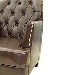 Кресло кожаное c мягкими подлокотниками на 4-х деревянных ножках из массива березы Joseph Armchair brown варинант исполнения - 3 | Loft Concept в Костроме