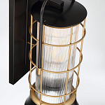 Настенный фонарь цилиндрической формы с рифленым стеклом в золотом каркасе на черном прямоугольном основании Eurofase варинант исполнения - 4 | Loft Concept в Костроме