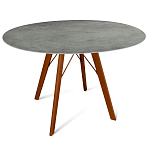 Стол обеденный с серой овальной столешницей из керамики на четырех деревянных ножках Gray Ceramics варинант исполнения - 8 | Loft Concept в Костроме