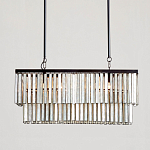 Люстра линейная прямоугольная с подвесками из натурального перламутра Nacre варинант исполнения - 2 | Loft Concept в Костроме