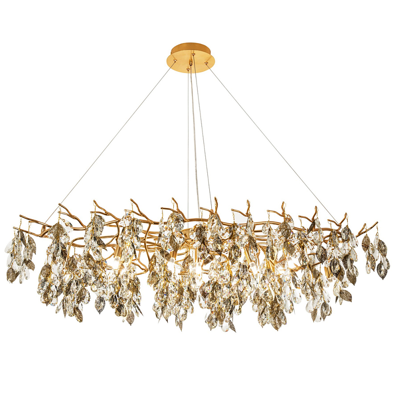 Люстра с хрустальными подвесками и металлическими в виде листьев Fairytree Light Chandelier 15 Золотой Прозрачный Люстра с хрустальными подвесками и металлическими в виде листьев Fairytree Light Chandelier 15 Золотой Прозрачный в Костроме | Loft Concept