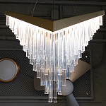 Люстра золотого цвета в форме галочки с каскадом длинных прозрачных трубок Eurofase варинант исполнения - 13 | Loft Concept в Костроме