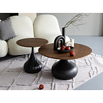 Столик журнальный с круглой деревянной столешницей на черном фактурном основании Bourgeon варинант исполнения - 5 | Loft Concept в Костроме