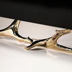 Дизайнерский комод чёрный глянцевый с основанием в виде золотых ветвей Meta Credenza  варинант исполнения - 2 | Loft Concept в Костроме