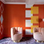 Обои ручная роспись Chez Nina by India Mahdavi Lantana colourway on Arancio dyed silk варинант исполнения - 2 | Loft Concept в Костроме