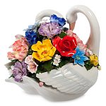 Статуэтка фарфоровая Лебеди с цветами Charming Statuette варинант исполнения - 1 | Loft Concept в Костроме