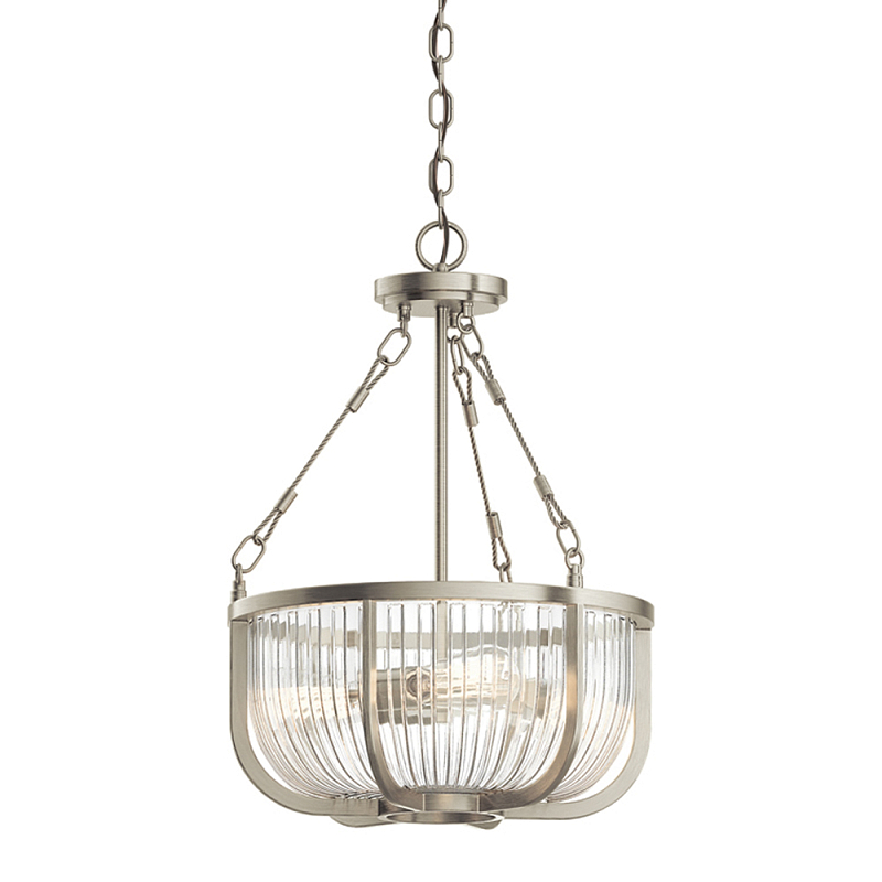 Люстра подвесная с чашеобразным плафоном из прозрачных стеклянных прутьев Kichler Никель Прозрачный Латунь в Костроме | Loft Concept 
