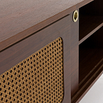ТВ-тумба из ореха с плетеным декором Eland Wooden Wicker TV Stand варинант исполнения - 7 | Loft Concept в Костроме