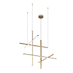 Люстра с 6-ю  пересекающимися цилиндрическими плафонами на тонких тросах Trumpet tube варинант исполнения - 2 | Loft Concept в Костроме