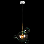 Подвесной светильник с прозрачными бирюзовыми стеклянными шарами и золотыми деталями Диаметр 43 Giopato & Coombes варинант исполнения - 2 | Loft Concept в Костроме