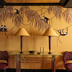 Обои с вышивкой ручной работы Étienne Original colourway on wool sateen варинант исполнения - 4 | Loft Concept в Костроме