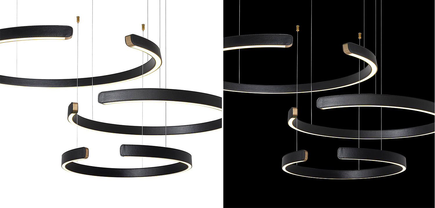 Люстра Half Ring 3 black leather Люстра Half Ring 3 black leather - Loft-Concept в Костроме