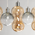 Люстра с 3-мя плафонами волнообразной формы цвета янтарь и 2-мя прозрачными шарообразными плафонами Lucid Rain  варинант исполнения - 7 | Loft Concept в Костроме