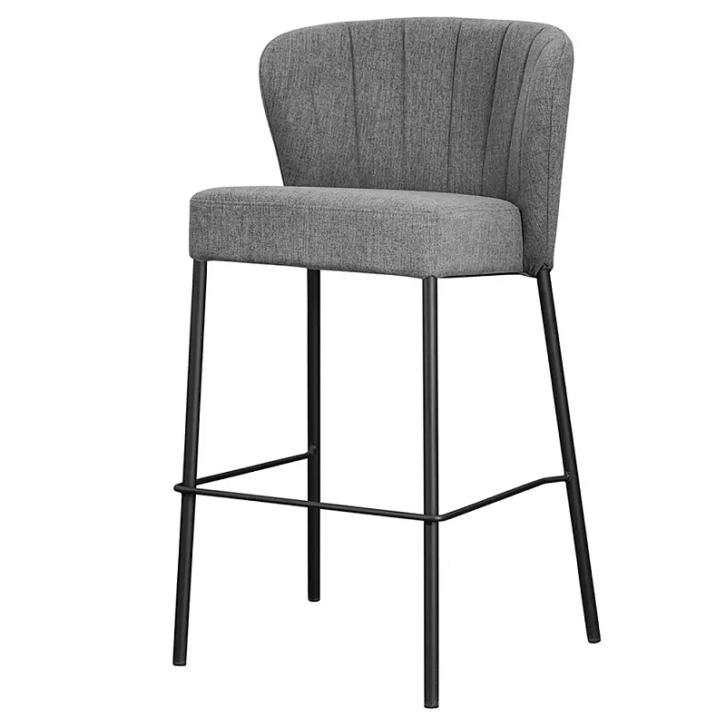 Стул барный серый с широкой закругленной спинкой Bar Chair Gray Серый Стул барный серый с широкой закругленной спинкой Bar Chair Gray Серый в Костроме | Loft Concept