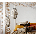 Подвесной светильник вертикальной овальной формы украшенный белыми круглыми бусинами Gradient Oval Pendant Lamp White варинант исполнения - 3 | Loft Concept в Костроме