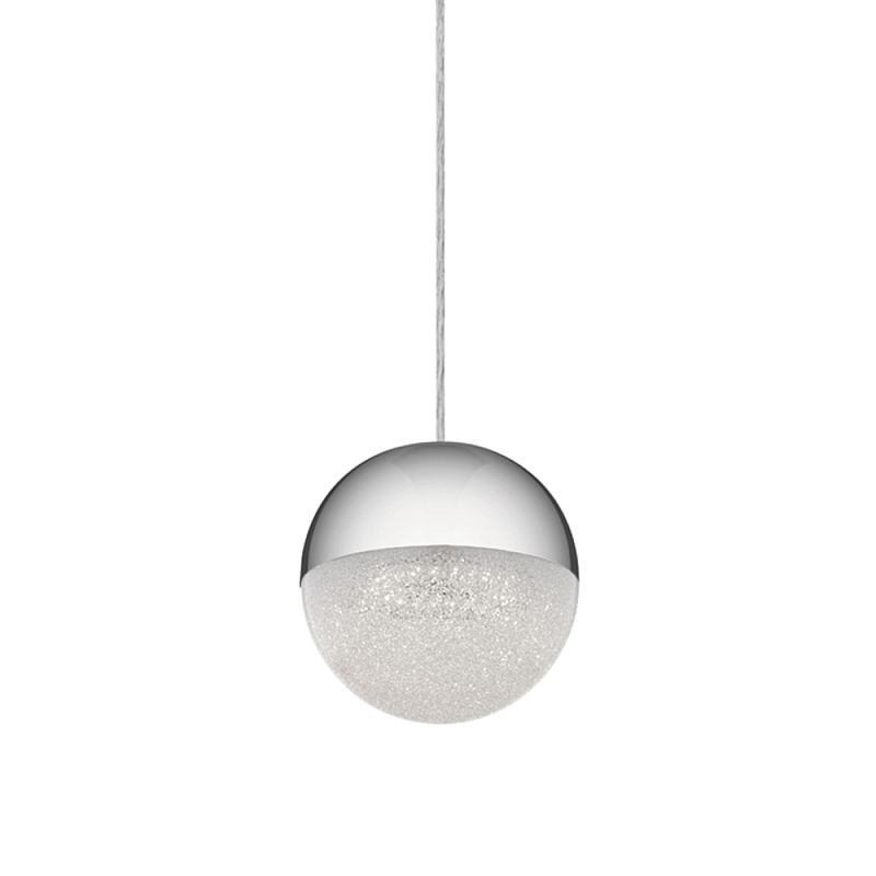 Подвесной светильник со сферическим плафоном из акрила с циркониевыми вкраплениями Kichler Хром Прозрачный в Костроме | Loft Concept 