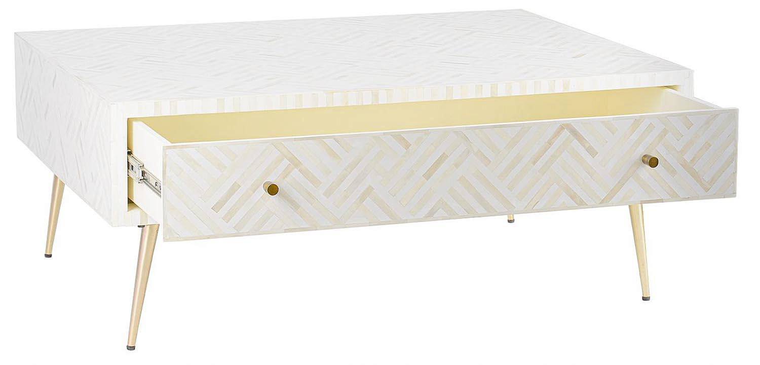 Кофейный стол White Indian Bone Inlay Coffee Table Кофейный стол White Indian Bone Inlay Coffee Table - Loft-Concept в Костроме