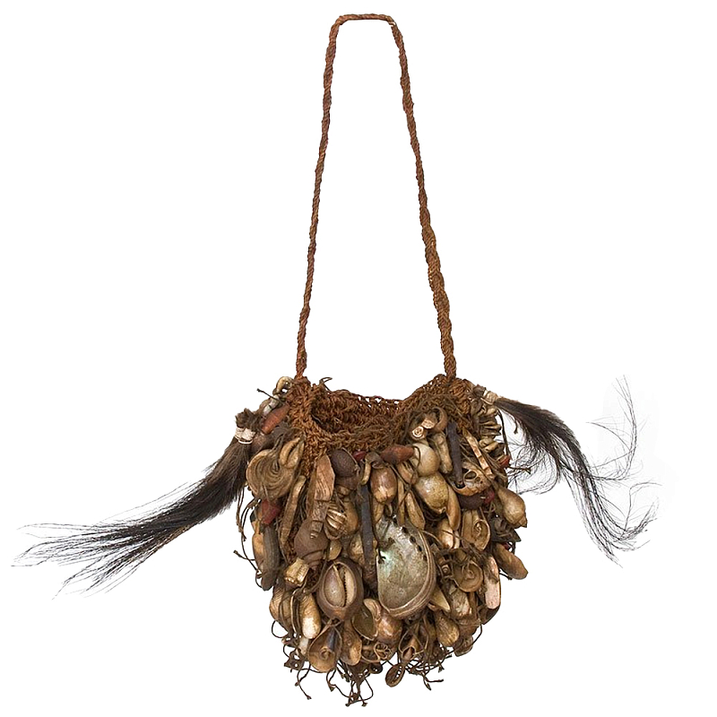 Декоративный аксессуар сумка из ракушек и перьев Aboriginal Bag Brown Коричневый Декоративный аксессуар сумка из ракушек и перьев Aboriginal Bag Brown Коричневый в Костроме | Loft Concept