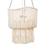 Двухъярусная люстра с подвесками из круглых деревянных бусин белая White Beads Two-tier Chandelier варинант исполнения - 1 | Loft Concept в Костроме