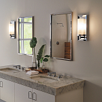 Бра для ванных комнат с цилиндрическим плафоном на прямоугольном зеркальном основании Feiss варинант исполнения - 2 | Loft Concept в Костроме