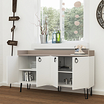 Комод белый с 4-мя дверцами и бежевой столешницей на металлических ножках DEA CONSOLE TABLE LIGHT MOCHA WHITE варинант исполнения - 2 | Loft Concept в Костроме