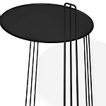 Стол журнальный круглый с серой столешницей из стекла на 4-х черных ножках Gray and Gold Marble варинант исполнения - 3 | Loft Concept в Костроме