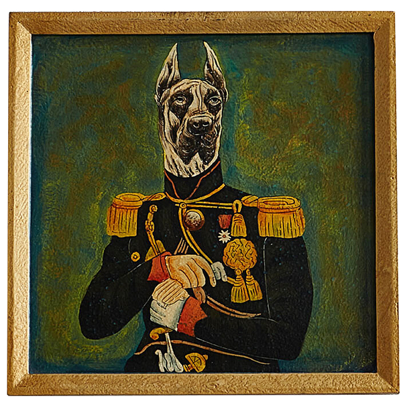 Картина в квадратной раме Chinoiserie Great Dane Dog Portrait Зеленый Золотой Мульти Картина в квадратной раме Chinoiserie Great Dane Dog Portrait Зеленый Золотой Мульти в Костроме | Loft Concept