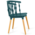 Пластиковый стул на ножках из массива бука Ferret Spiral Green варинант исполнения - 3 | Loft Concept в Костроме