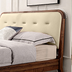 Кровать двуспальная с каркасом из дерева и мягким изголовьем Moon Walnut Bed варинант исполнения - 2 | Loft Concept в Костроме