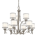 Люстра с белыми тканевыми абажурами в прозрачных стеклянных цилиндрах Kichler варинант исполнения - 1 | Loft Concept в Костроме