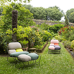 Дизайнерское разноцветное кресло на металлическом каркасе с подставкой для ног Poltronova Plasma Armchair варинант исполнения - 12 | Loft Concept в Костроме