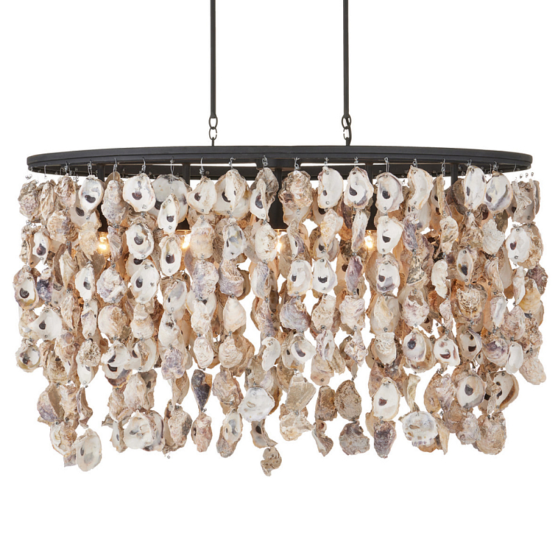 Люстра овальная с подвесками из устричных раковин Sea Ravens Черный в Костроме | Loft Concept 