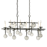 Люстра подвесная с 8-ю лампами и стеклянными круглыми подвесками Currey & Company варинант исполнения - 1 | Loft Concept в Костроме