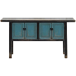 Деревянная консоль в китайском стиле с дверцами голубая Qin Console Table Blue варинант исполнения - 1 | Loft Concept в Костроме