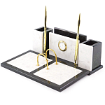 Настольный письменный набор из белого мрамора с часами Marble Accessory варинант исполнения - 2 | Loft Concept в Костроме