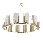 Люстра подвесная круглая с прямоугольными мраморными и золотистыми панелями на металлическом каркасе Диаметр 118 см Marble square Chandelier варинант исполнения - 2 | Loft Concept в Костроме