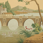 Обои ручная роспись Views of Italy Crepuscule варинант исполнения - 2 | Loft Concept в Костроме