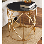 Приставной стол с металлическим золотым  основанием и чёрной столешницей Paradigm варинант исполнения - 1 | Loft Concept в Костроме