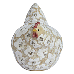 Статуэтка курица с резными белыми цветами на бежевой фактурной поверхности Rustic Chicken варинант исполнения - 1 | Loft Concept в Костроме